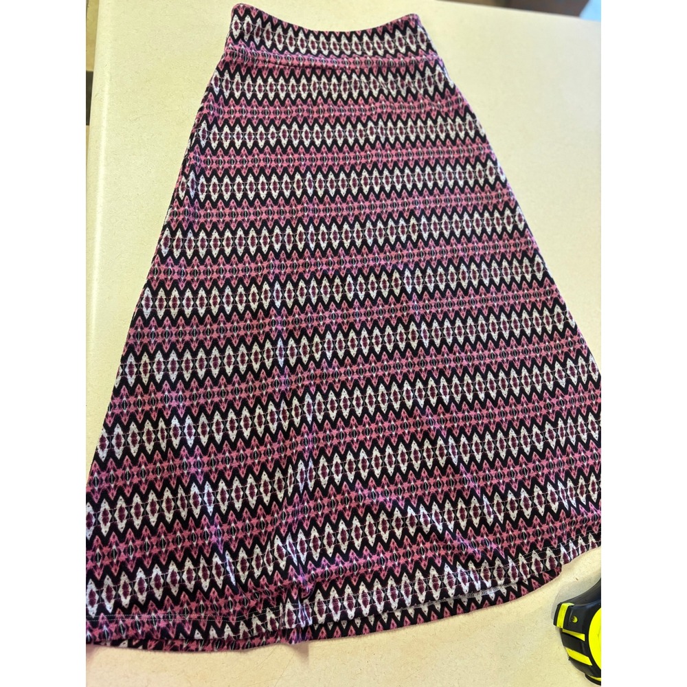 In Girl Kids Pink Purple Geometric Ikat Print A-Line Maxi Skirt Size M 10-12